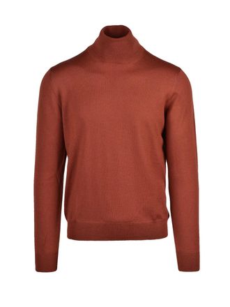 Gran Sasso Crew Neck Sweater in Rich Rust Virgin Wool