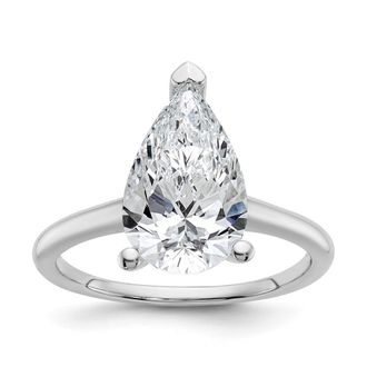 Diamond2Deal 14k White Gold 3 Ct Lab Grown Diamond Solitare Engagement Ring