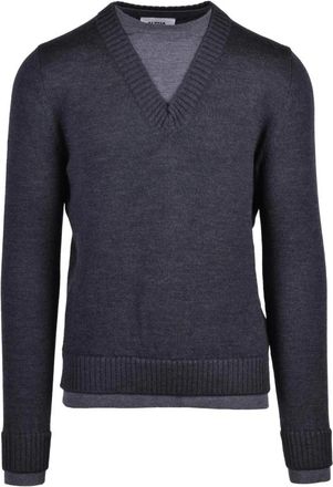 Alpha Studio Pullover met V-hals - Heren - V-hals truien - Grijs - L - Wol - Truien & Vesten