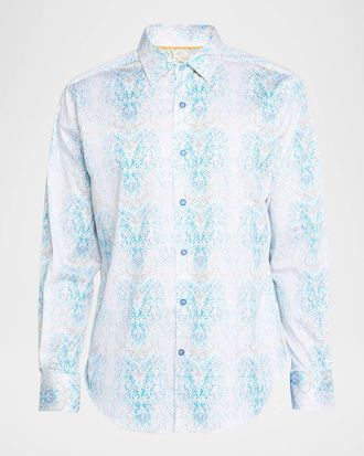 Robert Graham Mens Fuerteventura Cotton-Stretch Sport Shirt