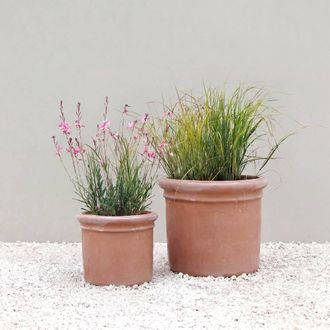 PRIMROSE Massa Cylindrical Terracotta Planter in Orange | Size: Large