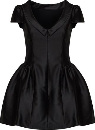 Self Portrait Womens Minidress Taffeta Collar Black Dress