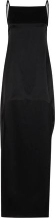 Courr&egrave;ges Backless Satijnen Lange Jurk - Dames - Avondkleed - Zwart - M - Satijn - Kleedjes
