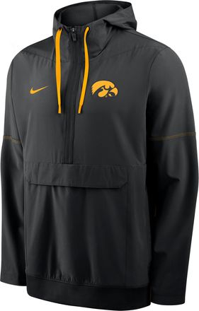 Nike Iowa Sideline Anorak Nike Mens College 1/2-Zip Hooded Jacket in Black | 03AT057YIA-PTU