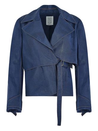 Rosie Assoulin ridged moir&eacute; belted jacket - Blue