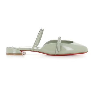 Christian Louboutin Patent Leather Sabot - Dames - Slip ons - Groen - 38 EU - Leer - Schoenen