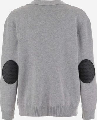 Bottega Veneta Mens Cashmere Blend Cardigan With V-Neck Gray Sweater
