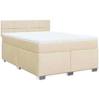 vidaXL Cama Box Spring Con Colch&oacute;n Tela Color Crema 140x190 Cm Vidaxl