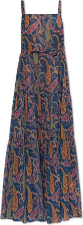 Etro Jurk met patroon - Dames - Maxi kleedjes - Blauw - 2XS - Katoen - Kleedjes