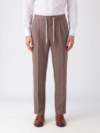 Brunello Cucinelli Drawstring Trousers in Linen and Virgin Wool
