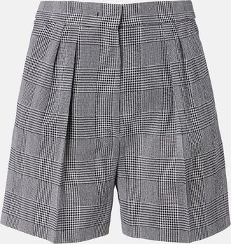 Max Mara Shorts de crep&eacute; de lana a cuadros Pr&iacute;ncipe de Gales