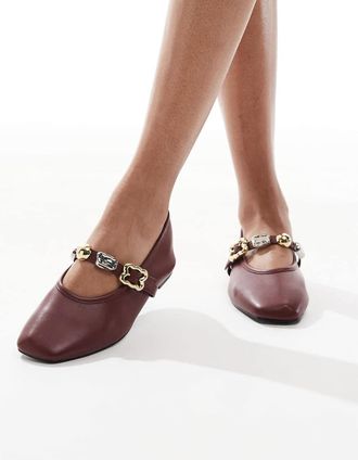 4th & Reckless 4th + Reckless - Ballerine in pelle sintetica bordeaux con fascetta decorata-Rosso