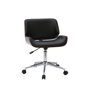 Miliboo Silla De Oficina Negra Y Madera Oscura Rubbens