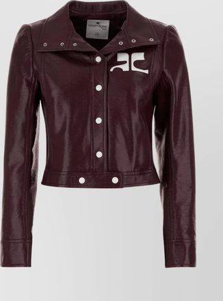 Courr&egrave;ges vinyl blazer with collared neck and long sleeves