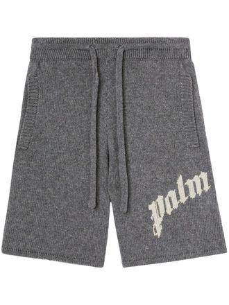 Palm Angels Gebreide shorts met logo - Grijs