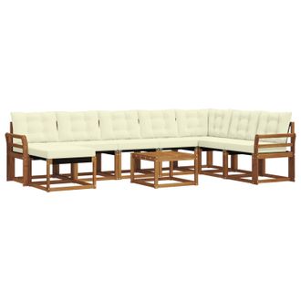 vidaXL Conjunto De Sof&aacute;s De Exterior Con Coj&iacute;n 9 Pcs Natural Y Crema Vidaxl