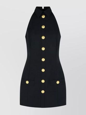 Balmain virgin wool halterneck sleeveless mini dress
