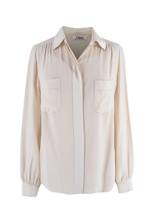 Chloé Cream Silk Long Sleeve Blouse Size XXS