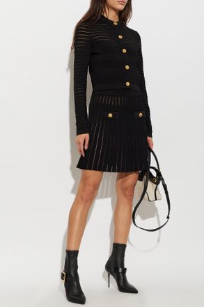 Balmain Skirt With Decorative Pockets, Womens, Black