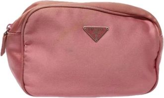 Prada Pre-owned Mini Bags, female, Pink, Size: ONE SIZE Pre-owned Nylon Pouch