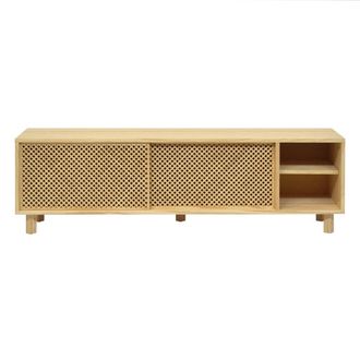 Naan Furniture Mueble de tv de madera maciza natural con celos&iacute;a 150 cm barnizado