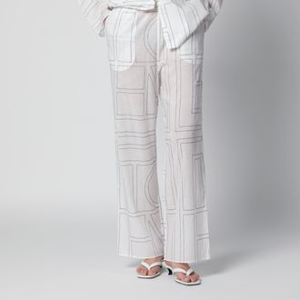 Toteme Pantalone pigiama Monogram in cotone e lyocell bianco