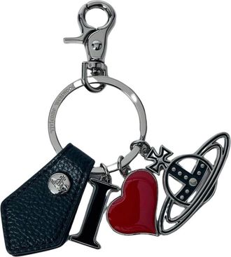 Vivienne Westwood Keyrings, male, Black, Size: ONE SIZE Orb Keyring Faux-Leather Graphic Pendants