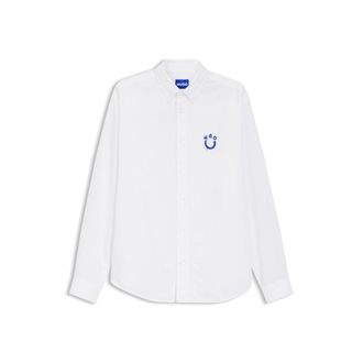 HUGO BOSS Oversize-fit shirt in Oxford cotton with logo embroidery