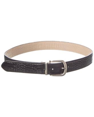 Persaman New York Eleanor13 Reversible Croc-Embossed Leather Belt