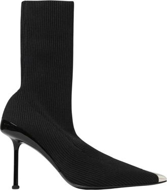 Alexander McQueen Gebreide Enkellaarsjes - Dames - Laarzen met Hak - Zwart - 38 1/2 EU - Schoenen