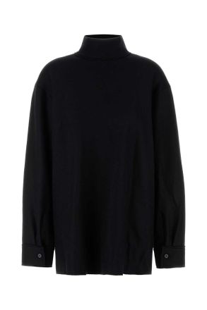 Jil Sander Zwarte Wolmix Blouse