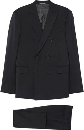 Emporio Armani Double-Breasted Suit - Heren - Business pakken - Zwart - L - Wol - Kostuums