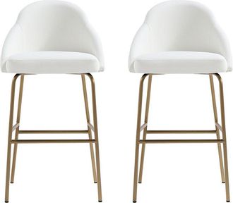 Manhattan Comfort Set Of 2 Gracie Modern Leatherette Barstools With Steel Legs