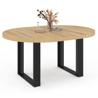IDMarket Mesa De Comedor Redonda Extensible Phoenix 4-6 Personas Madera Y Negro 110-150 Cm