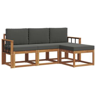 vidaXL Conjunto De Sof&aacute;s De Exterior 4 Pcs Natural Y Antracita Vidaxl