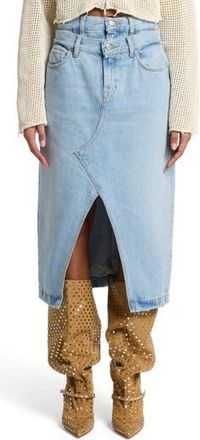 Seven 7 Double Waistband Denim Maxi Skirt in Bleach at Nordstrom Rack, Size 24