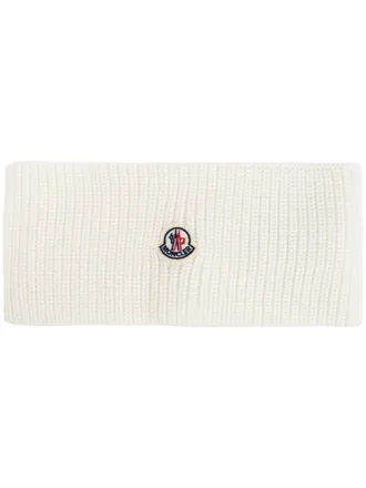 Moncler logo-patch ribbed-knit headband - women - Wool - One Size - Neutrals