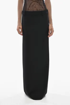 Balenciaga Long Pencil Skirt in Wool with Back Vent Balenciaga