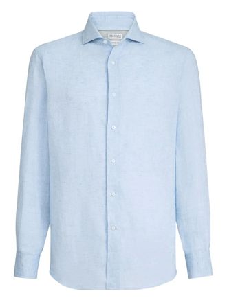 Brunello Cucinelli Camicia con collo ampio - Blu