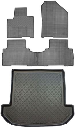 OEM Kia Sorento Iii Suv (5 Puertas) Desde 02.2015 Set - Alfombrillas De Goma Para Coche + Alfombrilla Para Maletero