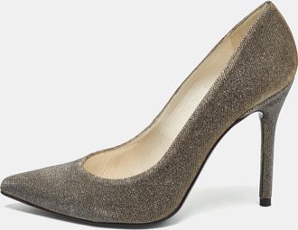 Stuart Weitzman Metallic Lurex Fabric Pointed Toe Pumps Size 36.5