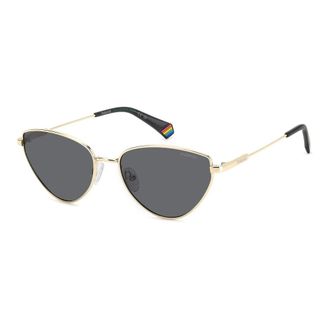 Polaroid Sunglasses, female, Black, Size: 57 MM Gold Black Sunglasses Grey Polarized