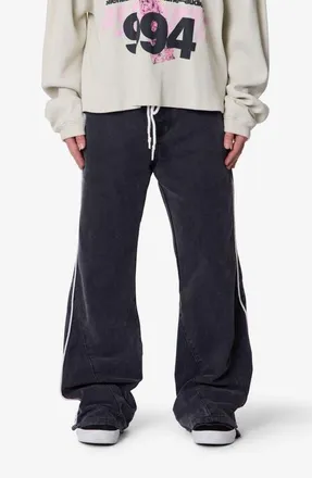 mnml Piped Kick Flare Leg Pants in Washed Black at Nordstrom, Size 36