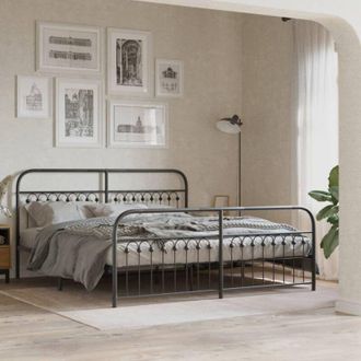 vidaXL Estructura Cama Sin Colch&oacute;n Con Estribo Metal Negro 183x203 Cm Vidaxl