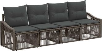 vidaXL Conjunto De Sof&aacute;s De Jard&iacute;n 4 Uds. Gris Rat&aacute;n Sint&eacute;tico Vidaxl