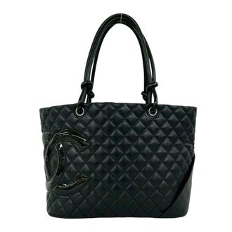 Chanel Black Leather Handbag Tote Bag (Pre-Owned)