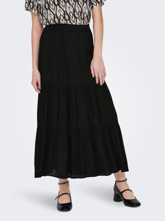 Only Maxirock ONLY ONLMIKKA LIFE LONG SKIRT WVN NOOS, Damen, Gr. XS (34), schwarz, Web, Obermaterial: 100% Viskose, unifarben, wadenlang, R&ouml;cke Maxirock, V
