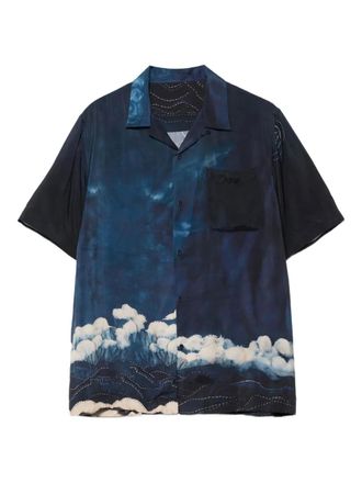 maharishi 6230 Boro Crane graphic shirt - men - Cupro - M - Blue
