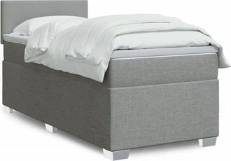 vidaXL Vidaxl - Cama Box Spring Con Colch&oacute;n Tela Gris Claro 100x200 Cm