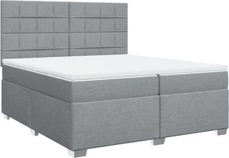 vidaXL Cama Box Spring Con Colch&oacute;n Tela Gris Claro 200x200 Cm Vidaxl